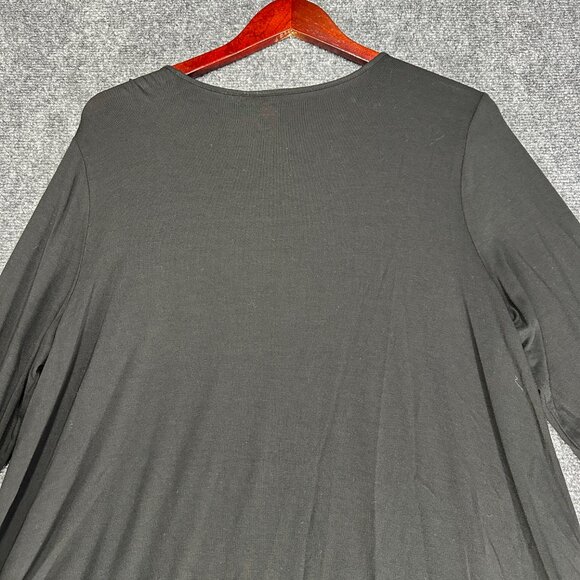 J Jill Top Womens Large Wearever Collection Black Long Sleeve Contrast Hem Cuffs - Picture 7 of 7